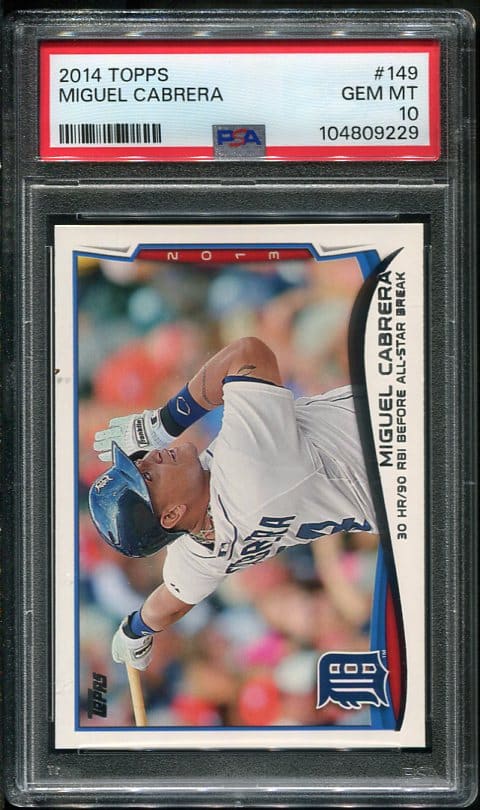 Authentic 2014 Topps #149 Miguel Cabrera PSA 10 Baseball Card