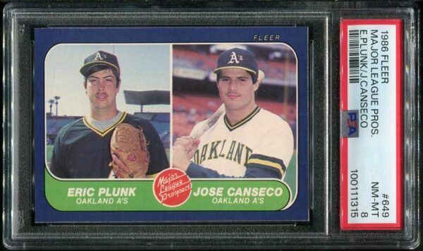 Authentic 1986 Fleer #649 Jose Canseco PSA 8 Rookie Baseball Card