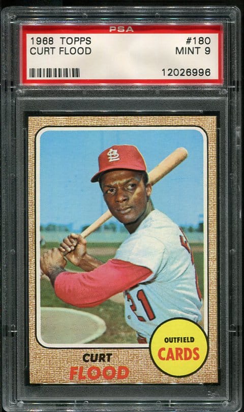Authentic 1968 Topps #180 Curt Flood PSA 9 Baseball Card