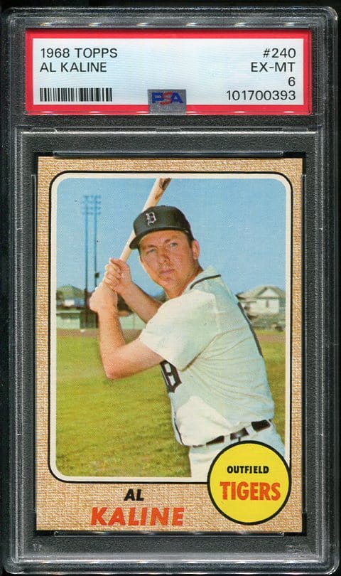 Authentic 1968 Topps #240 Al Kaline PSA 6 Baseball Card