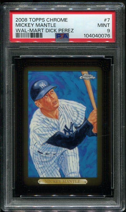 Authentic 20108 Topps Chrome Wal-Mart Dick Perez Mickey Mantle PSA 9 Baseball Card