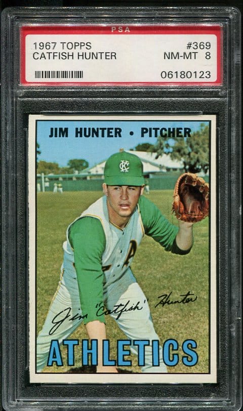 Authentic 1967 Topps #369 Jim "Catfish" Hunter PSA 8 Baseball Card