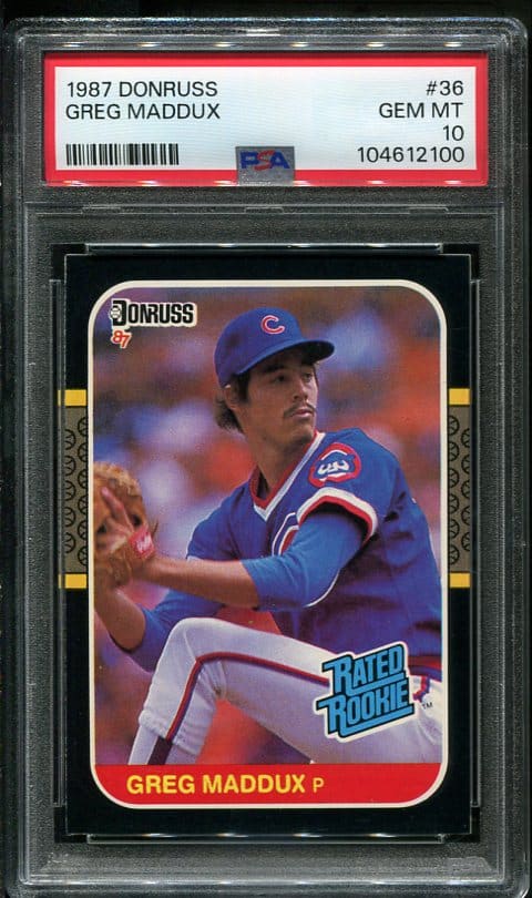 Authentic 1987 Donruss #36 Greg Maddux PSA 10 Rookie Baseball Card