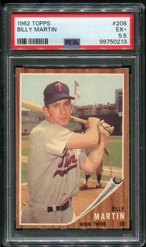 Authentic 1962 Topps #208 Billy Martin PSA 5.5 Baseball Card