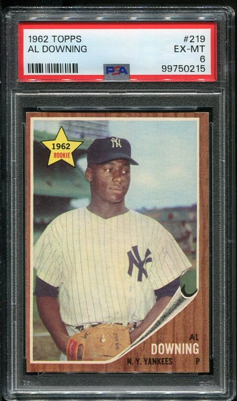 Authentic 1962 Topps #219 Al Downing Rookie PSA 6 Baseball Card