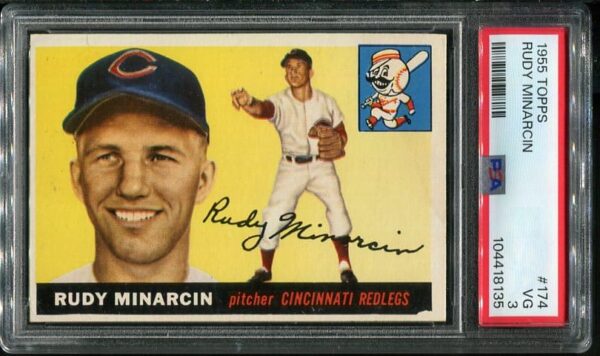Authentic 1955 Topps #174 Rudy Minarcin PSA 3 Baseball Card
