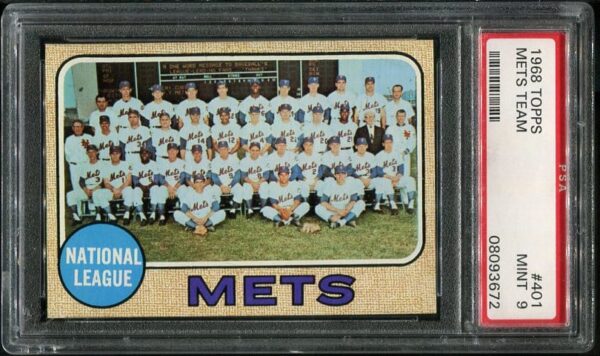 Authentic 1968 Topps #401 Mets Team PSA 9 Baseball Card