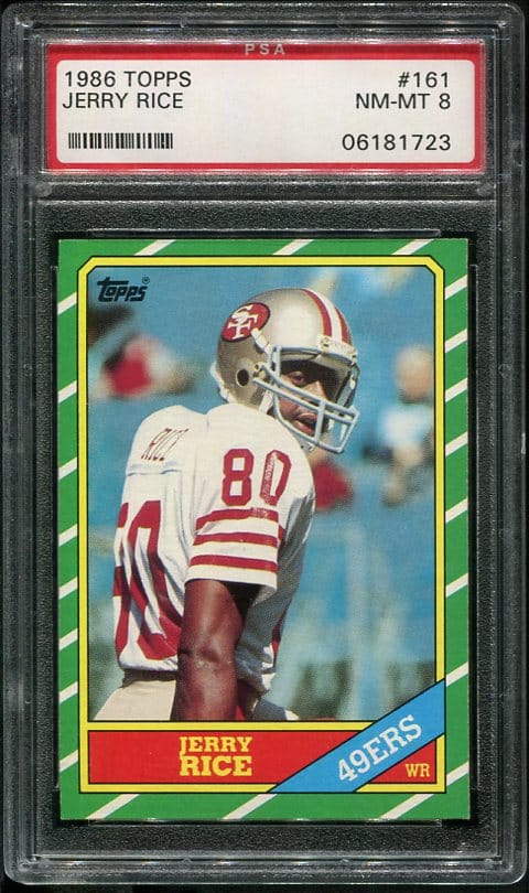 1986 Topps #161 Jerry Rice RC PSA 8 HOF (06181723)