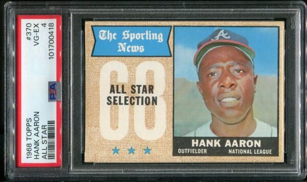 Authentic 1968 Topps #370 Hank Aaron All Star PSA 4 Baseball Card