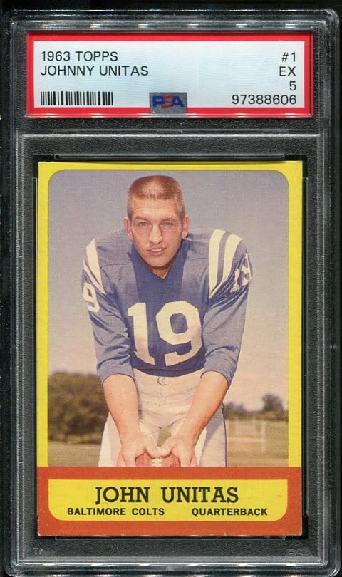 Authentic 1963 Topps #1 Johnny Unitas PSA 5 Football Card