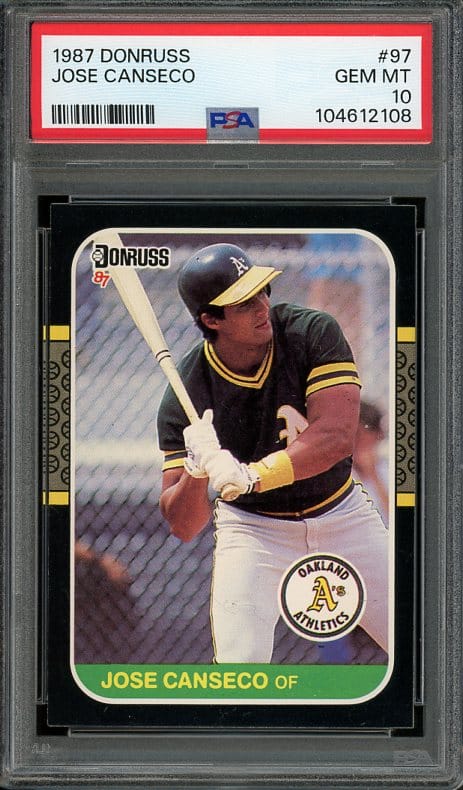Authentic 1987 Donruss #97 Jose Canseco PSA 10 Baseball Card