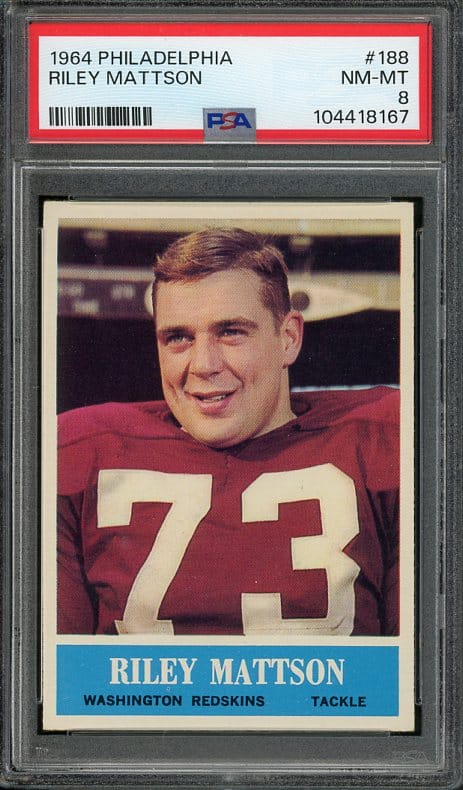 Authentic 1964 Philadelphia #188 Riley Mattson PSA 8 Football Card