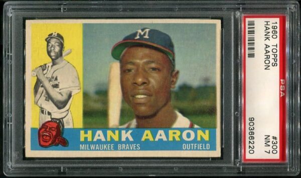 Authentic 1960 Topps #300 Hank Aaron PSA 7 Baseball Card