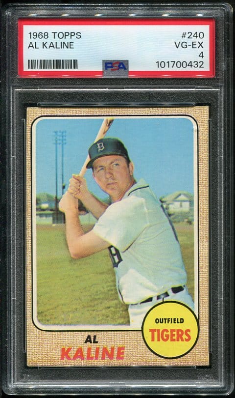 Authentic 1968 Topps #240 Al Kaline PSA 4 Baseball Card