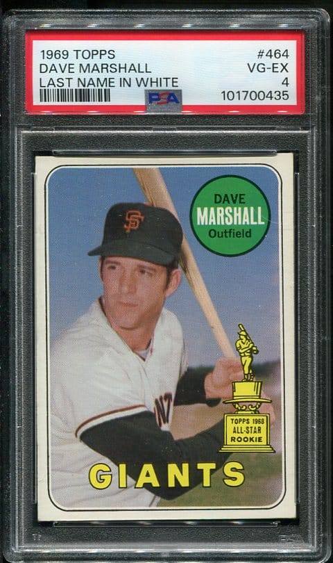 Authentic 1969 Topps #464 Dave Marshall PSA 4 Baseball Card
