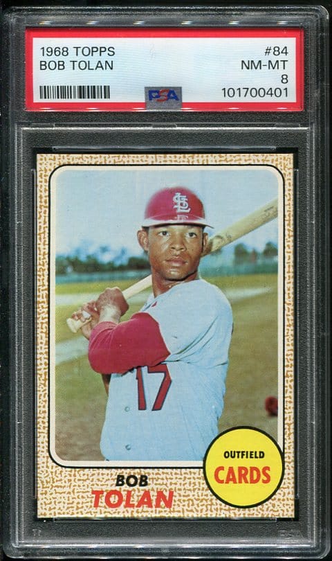 Authentic 1968 Topps #84 Bob Tolan PSA 8 Baseball Card
