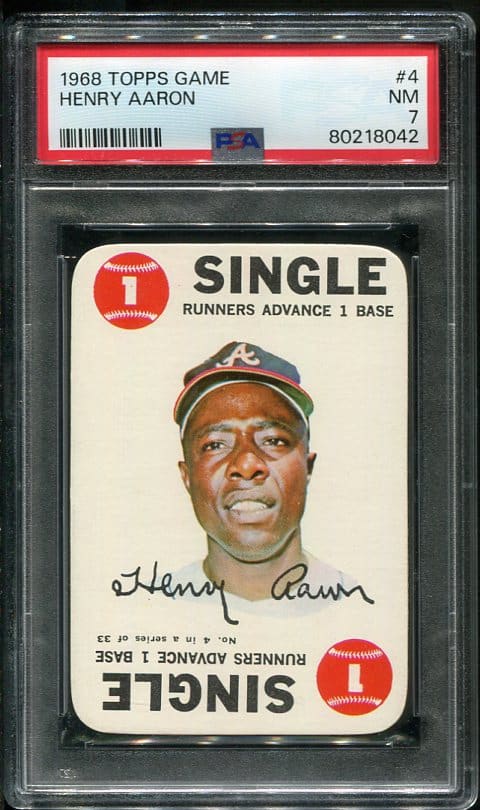 Authentic 1968 Topps Game #4 Hank Aaron PSA 7 Baseball Card