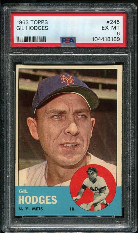 Authentic 1963 Topps #245 Gil Hodges PSA 6 Baseball Card