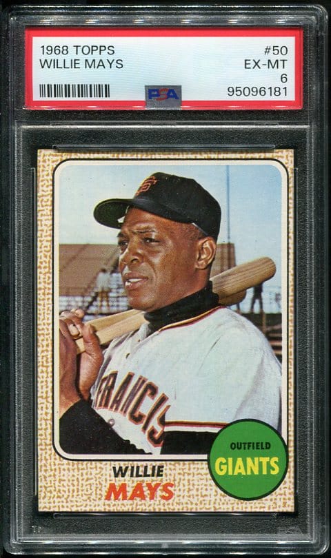 Authentic 1968 Topps #50 Willie Mays PSA 6 Baseball Card
