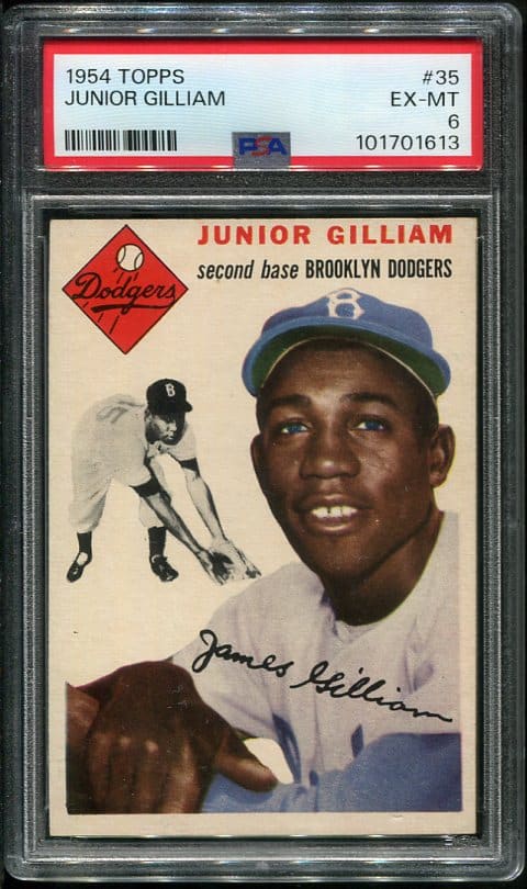Authentic 1954 Topps #35 Junior Gilliam PSA 6 Baseball Card