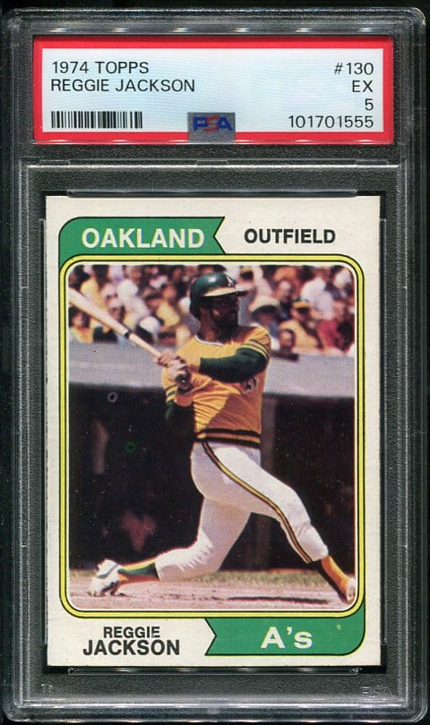 Authentic 1974 Topps #130 Reggie Jackson PSA 5 Baseball Card