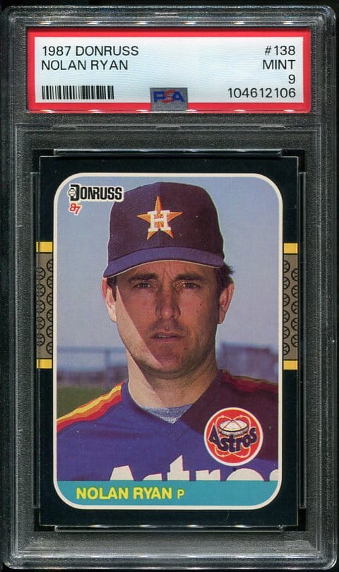 Authentic 1987 Donruss #138 Nolan Ryan PSA 9 Baseball Card