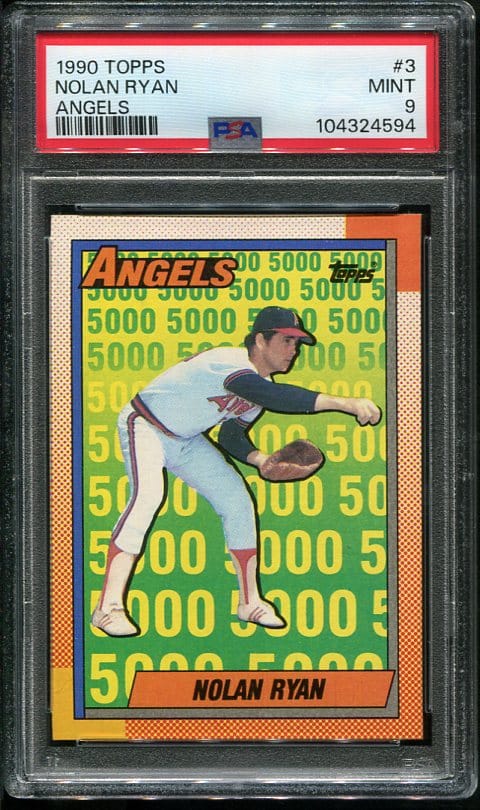 Authentic 1990 Topps #3 Nolan Ryan PSA 9 Baseball Card