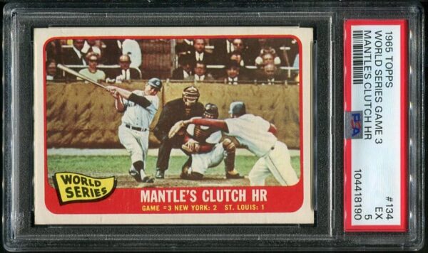 1965 Topps #134 World Series Game 3 (Mantle's Clutch HR) PSA 5 HOF (104418190)