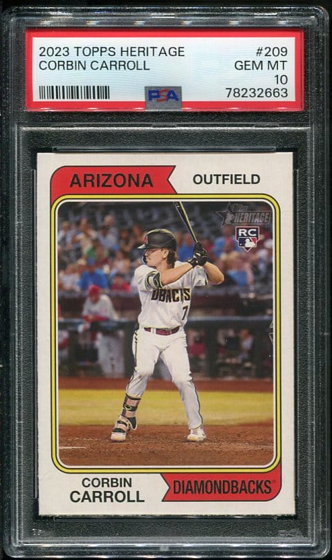 2023 Topps Heritage #209 Corbin Carroll RC PSA 10 (78232663)