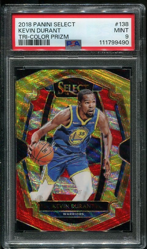 Authentic 2018 Panini Select #138 Kevin Durant Tri-Color Prizm PSA 9 Basketball Card