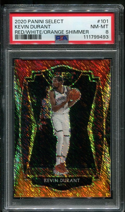 Authentic 2020 Panini Select Shimmer #101 Kevin Durant PSA 8 Basketball Card