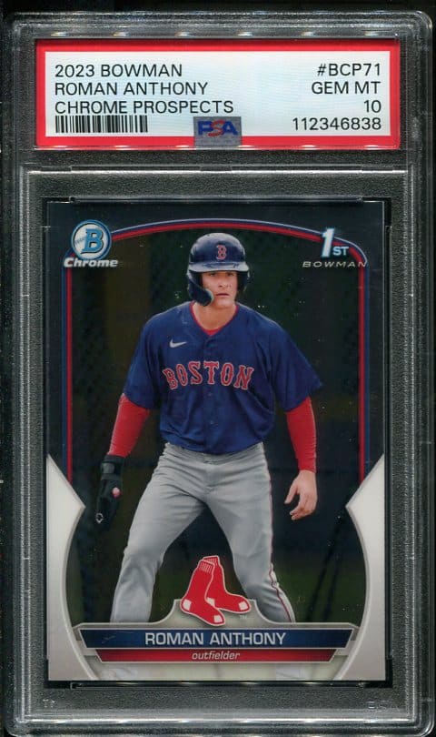 Authentic 2023 Bowman Chrome Prospects #BCP71 Roman Anthony PSA 10 Rookie Baseball Card
