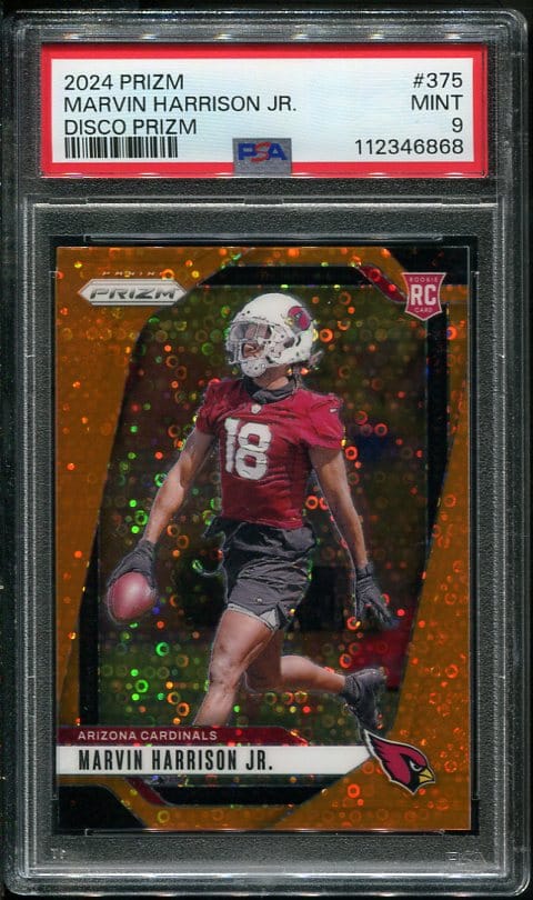 Authentic 2024 Disco Prizm #375 Marvin Harrison, Jr. PSA 9 Rookie Football Card
