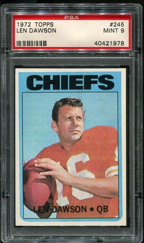 Authentic 1972 Topps #245 Len Dawson PSA 9 Football Card