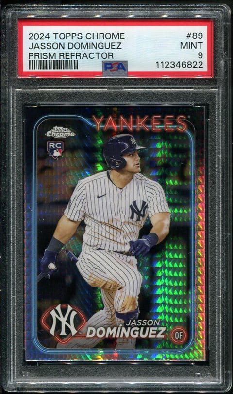 2024 Topps Chrome Prism Refractor Jasson Dominguez PSA 9 Rookie Baseball Card