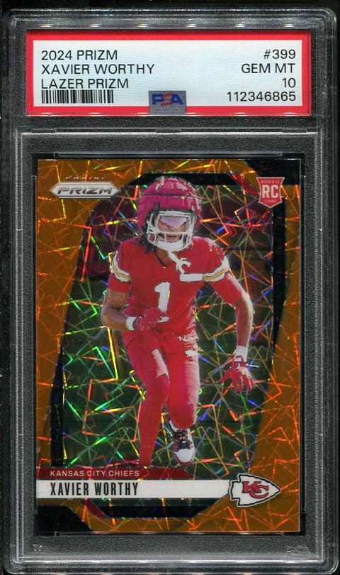 Authentic 2024 Prizm #399 Xavier Worthy PSA 10 Lazer Prizm Rookie Football Card