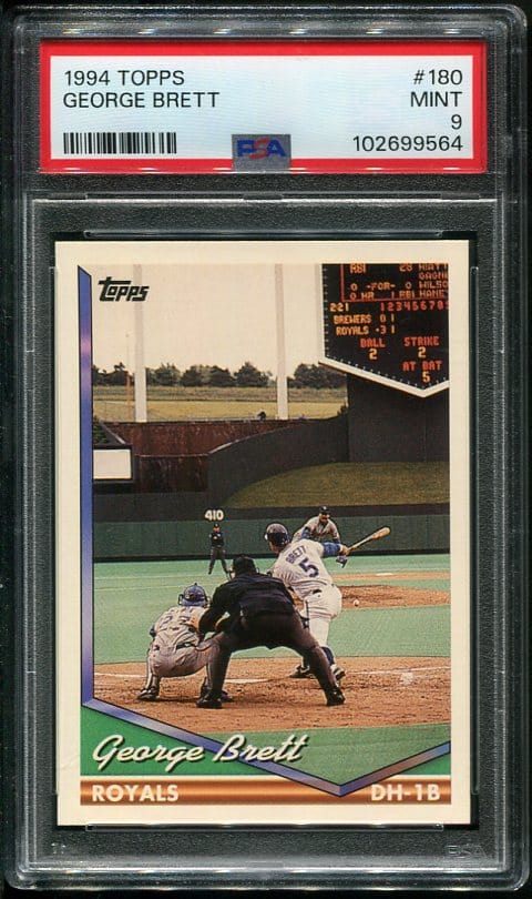 Authentic 1994 Topps #180 George Brett PSA 9 Baseball Card