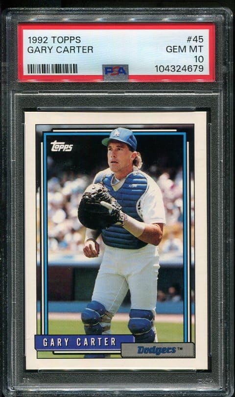 Authentic 1992 Topps #45 Gary Carter PSA 10 Baseball Card