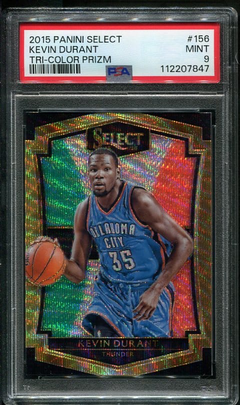 Authentic 2015 Panini Select #156 Kevin Durant Tri-Color Prizm PSA 9 Basketball Card
