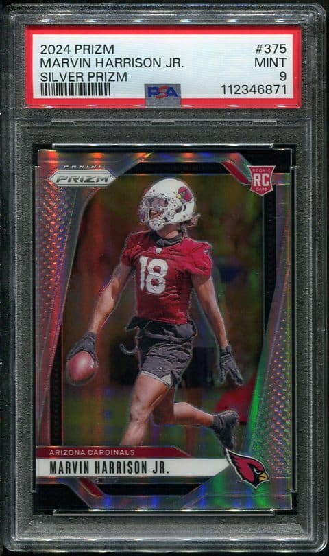 Authentic 2024 Silver Prizm #375 Marvin Harrison, Jr. PSA 9 Rookie Football Card