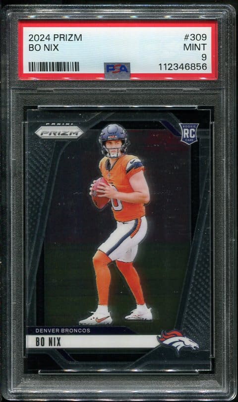 Authentic 2024 Panini Prizm #309 Bo Nix PSA 9 Rookie Card