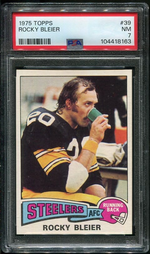 Authentic 1975 Topps #39 Rocky Bleier PSA 7 Rookie Football Card