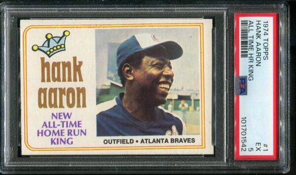 Authentic 1974 Topps #1 Hank Aaron PSA 5 Baseball Card