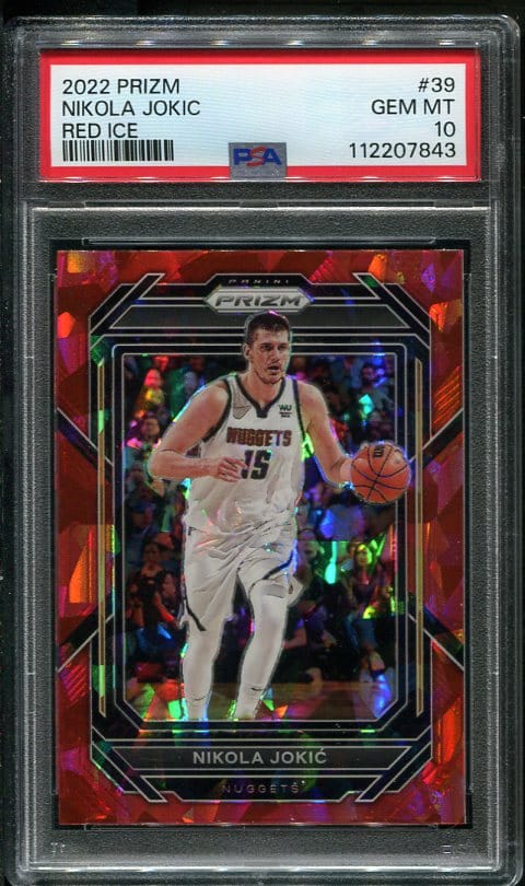 2022 Prizm #39 Nikola Jokic Red Ice PSA 10 Basketball Card