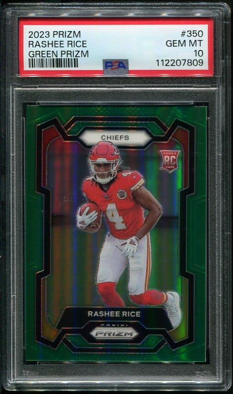 2023 Panini Prizm #350 Rashee Rice Green Prizm Rookie PSA 10 Football Card