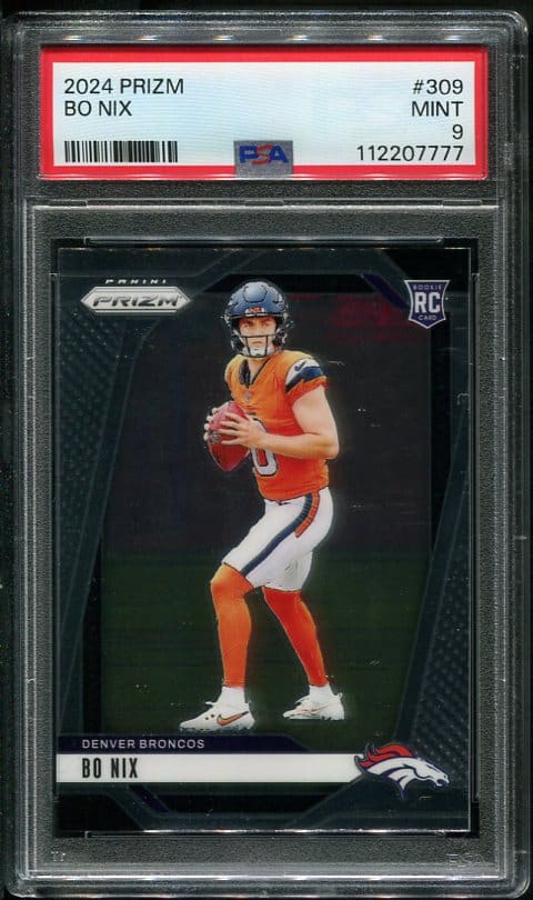 Authentic 2024 Panini Prizm #309 Bo Nix PSA 9 Rookie Card
