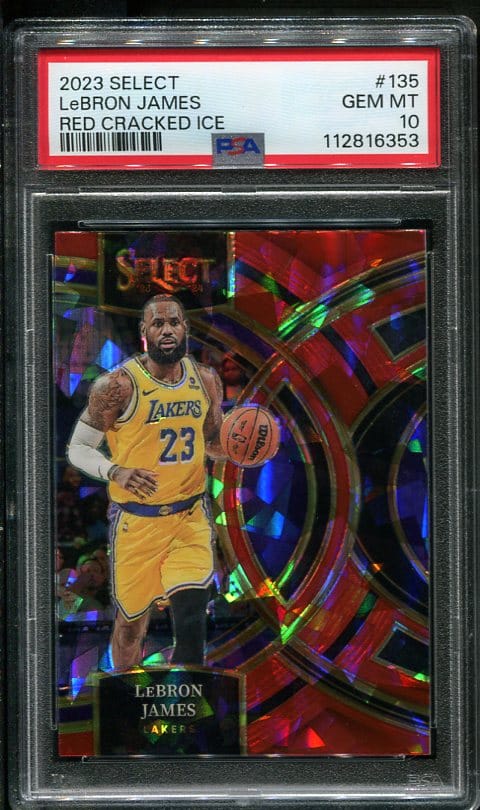 2023 Panini Select Red Cracked Ice #135 LeBron James PSA 10