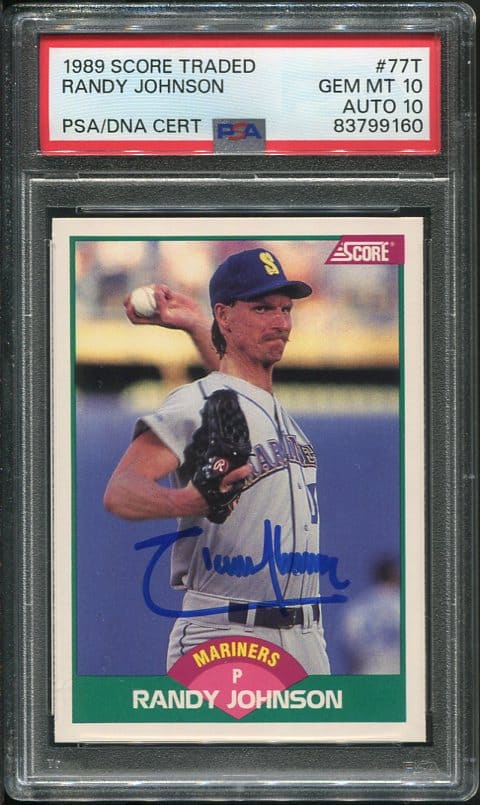 Authentic Autographed PSA/DNA 1989 Score Traded #77T Randy Johnson PSA 10 Auto 10 Rookie Baseball card