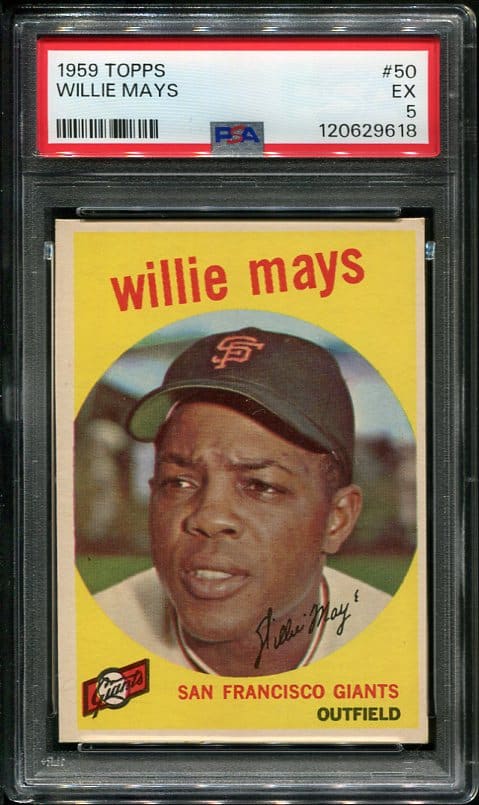 Authentic 1959 Topps #50 Willie Mays PSA 5 Baseball Card