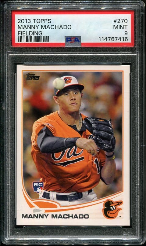 Authentic 2013 Topps #270 Fielding Rookie Manny Machado PSA 9 Baseball Card